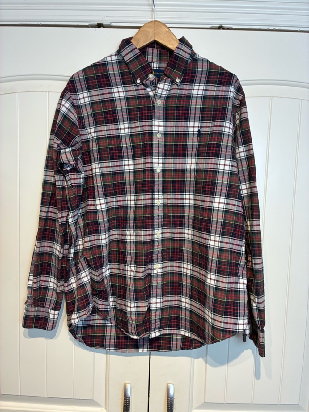 Polo by Ralph Lauren Red, Green & White Plaid Button-Down Shirt Size L